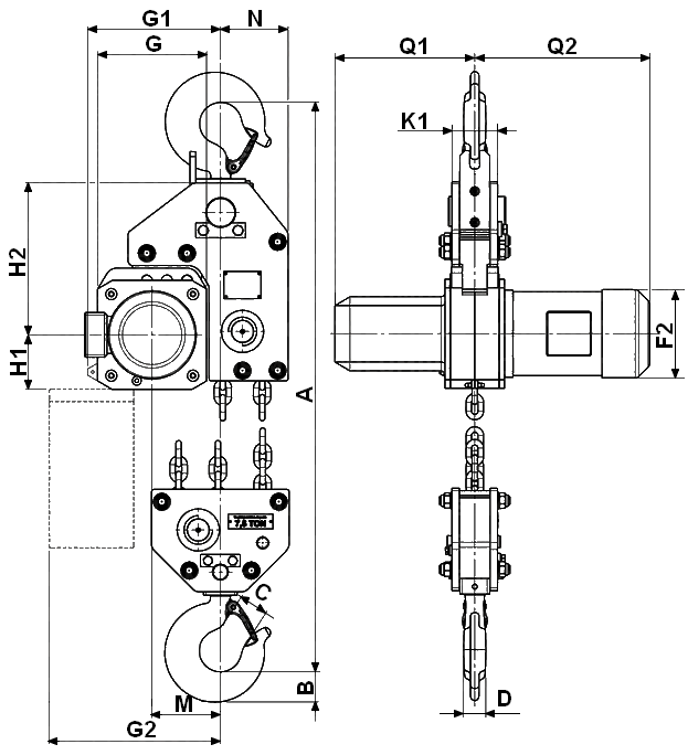 Yale CPE-CPEF se závěsným hákem, nosnost 7500 kg